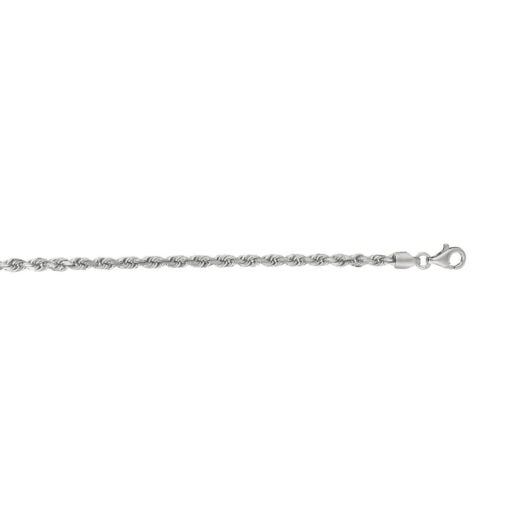 10 Inch 10k White Gold 1.5mm Sparkle-Cut Sparkle Chain Anklet With Lobster Clasp