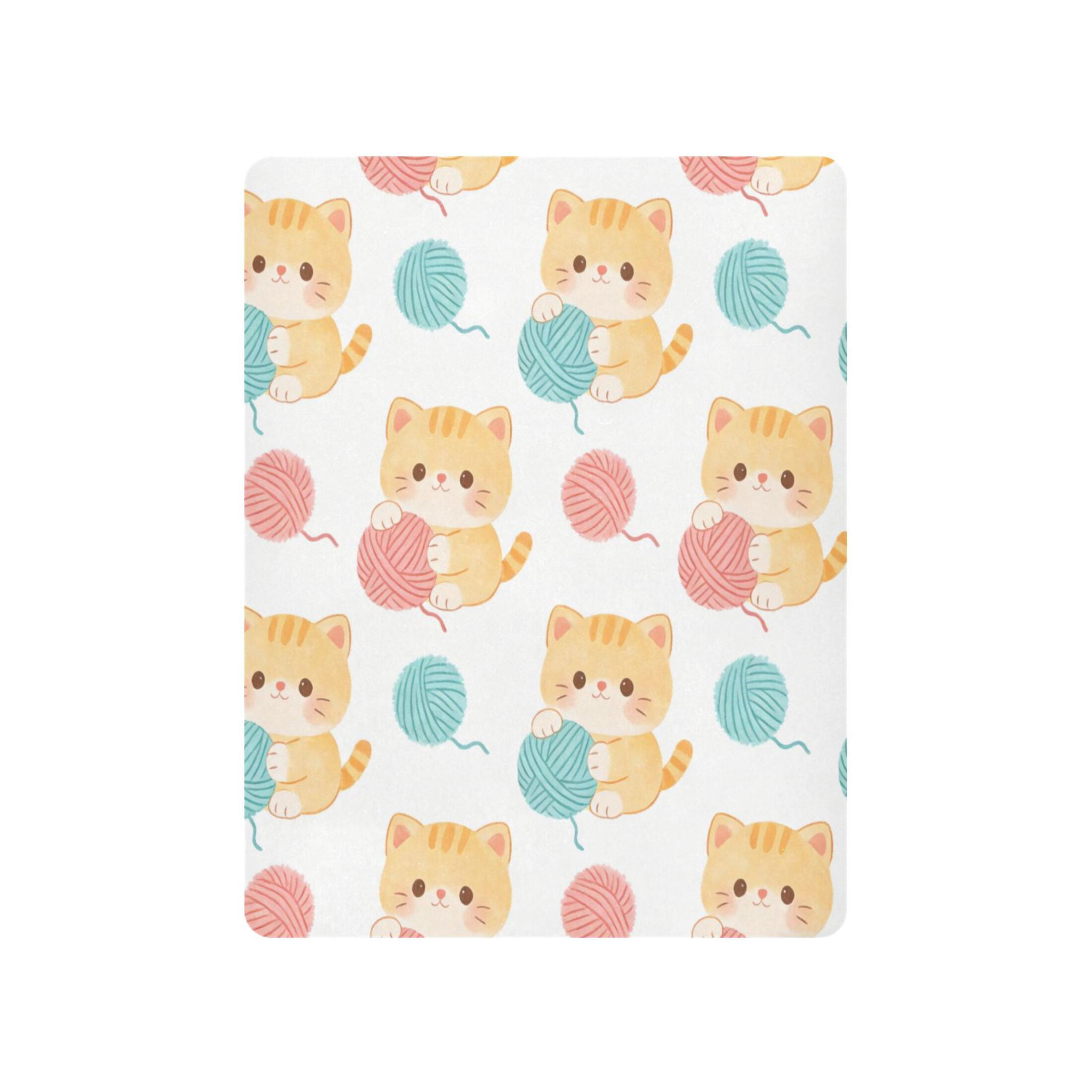Baby Essentials 52”x 28”- Standard Cotton-like Modal Elastic- Cute Kitten Pattern Design Crib Sheets for Newborns and Toddlers
