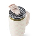 thumbnail image 2 of Thyme & Table Luna Tumbler, 32 oz, Stainless Steel, Handle, Dual Straw Lid, Blossom Check, 2 of 4