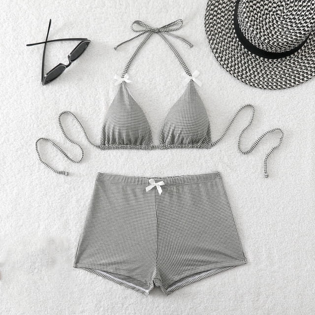 Trajes de baño para mujer, bikinis de cintura alta con cordón ajustable, traje de baño fruncido, conjunto dividido, trajes de baño para mujer, trajes de baño para mujer, traje de baño para mujer, traj