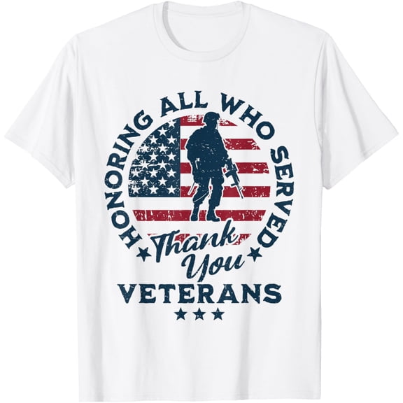 Honoring All Who Served Thank You Veterans Day | US Veterans T-ShirtMen and women, White T-shirt, size: Extra large