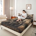 thumbnail image 4 of Feelyou Rustic Bear Family Queen Sheet Sets, Vintage Lodge Cabin Bed Set, 4-Piece, 4 of 7