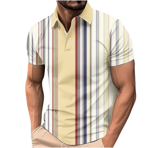 fnnxeal Mens Breathable Polo Shirt, Solid Collared Casual Short Sleeve Summer Button Men's Shirt White
