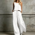 thumbnail image 2 of Lounge Sets for Women Two Piece Outfits Summer Round-Neck Sleeveless Top and Long Pants Casual Loose Sets, 2 of 5