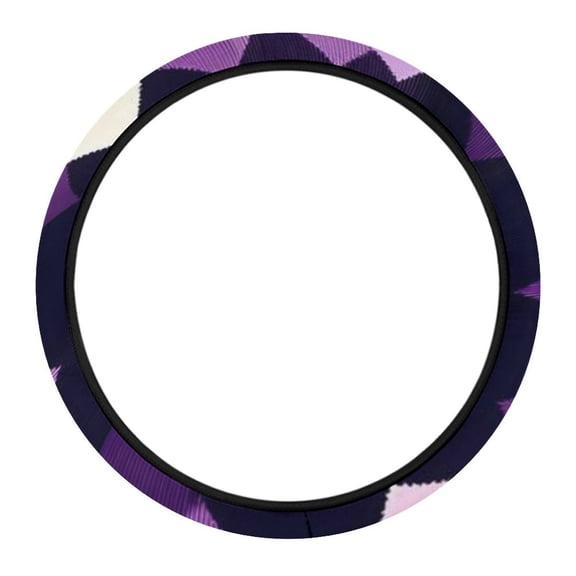 15in Car Steering Wheel Cover Is Skid Resistant And Durable For Easy Installation Violet Retro Houndstooth_1