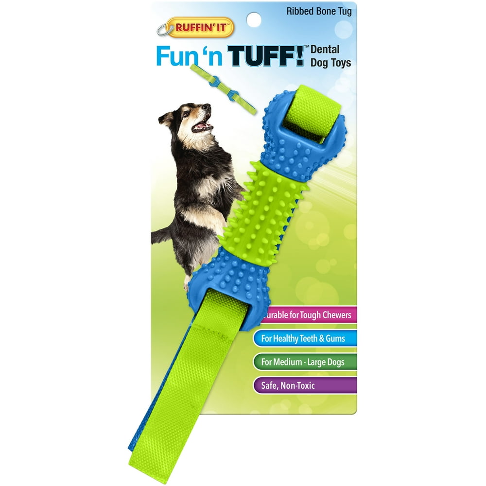 Fun 'n Tuff Ribbed Bone Tug Dog Toy