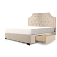 thumbnail image 1 of Audrey Fabric Upholstered "Steel-Core" Platform Cal. King Bed/2-Drawers in Ivory, 1 of 7
