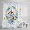 thumbnail image 4 of Watercolor Easter Shower Curtain Set, Waterproof Shower Curtains for Bathroom, Cute Rabbits Flower Wreath Eggs Bow Plaid Washable Fabric Bath Curtain for Bathtub Decoration with Hooks 72x78 Inches, 4 of 9