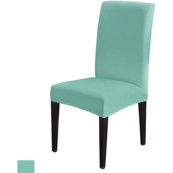 Chair Covers Mint Green Turquoise Dining Chair Slipcovers Solid Teal Color Stretch Removable Chair Seat Protector Party Decoration Set of 6