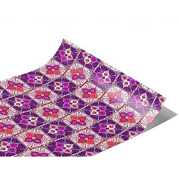 Rwraps Floral Tile Morning Glory Gloss Vinyl Film Wrap 59in x 10ft Vinyl Vehicle Car Film Sheet Roll