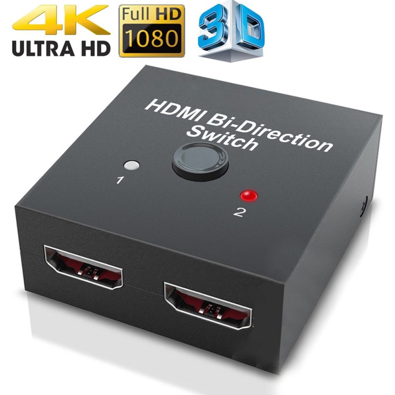 2 Input 1 Output HDMI Switch Bidirectional HDMI Splitter Supports 4K 2K