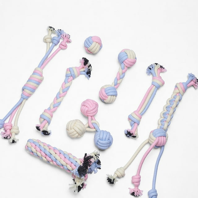 Baohd Pet Cotton Ropes Bite-resistant Clean Dogs Toy Flexible Bald Head Chewing Toys Washable Molar Shape Pets Knot Ball Corn Cob