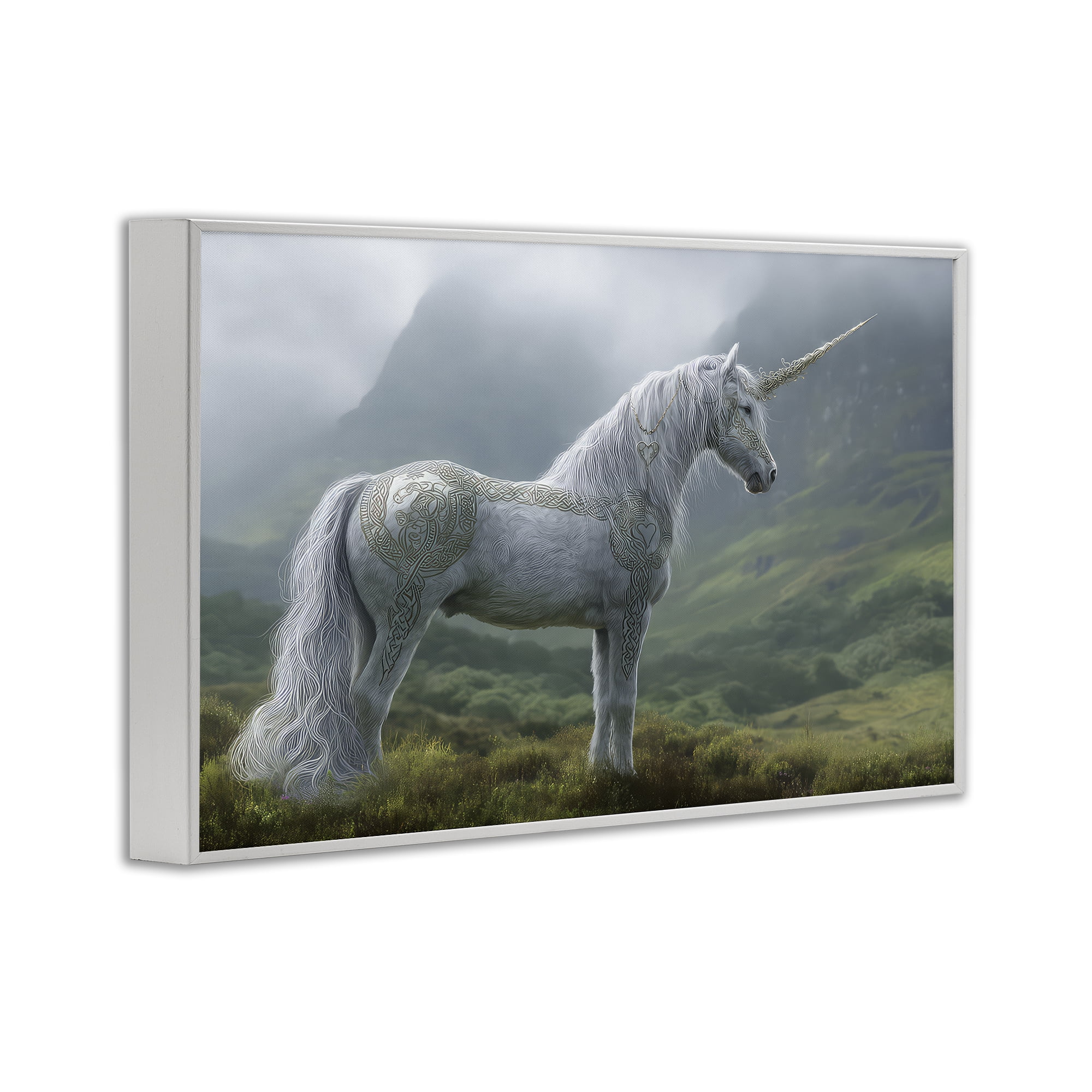 Stupell Industries Elegant Celtic Unicorn White Framed Giclee Art, design by The Wands Want