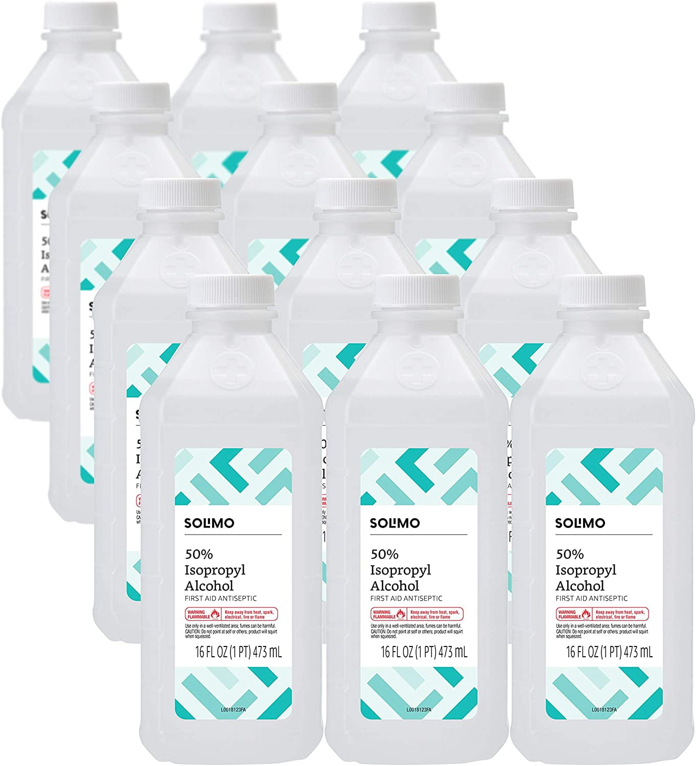 50 Isopropyl Alcohol First Aid Antiseptic, 16 Fl Oz (Pack of 12