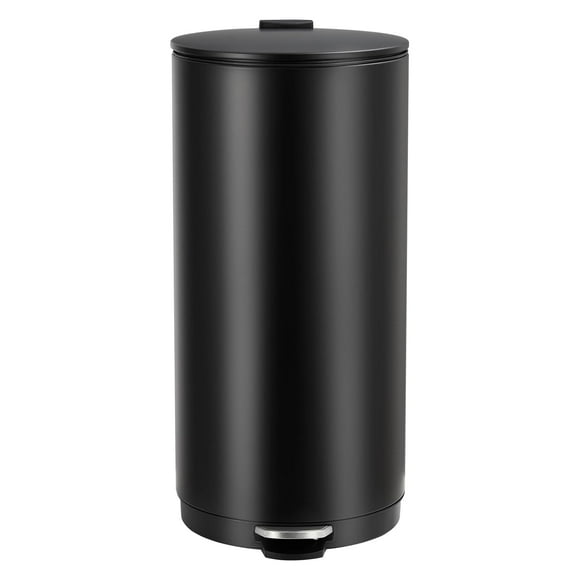 8 Gallon Round Trash Can, 30L Modern Garbage Can with Soft Close Lid and Foot Pedal, Removable Inner Bucket for Living Room, Office, Bathroom, Kitchen