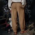thumbnail image 6 of Inleife Men's Vintage Gothic Loose Pants Button Fly High Waist Solid Color Relaxed Trousers with Gathered Cuffs & Pleated Details, Retro Medieval Style Casual Bottoms, 6 of 6