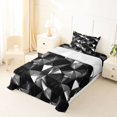 thumbnail image 3 of Castle Fairy Futuristic Cubes Triangle Facet Twin Sheets 3pcs,Abstract Polygon Bedding,Black Silver Gray,1 Flat Sheet, 1 Fitted Sheet and 1 Pillowcase, 3 of 7