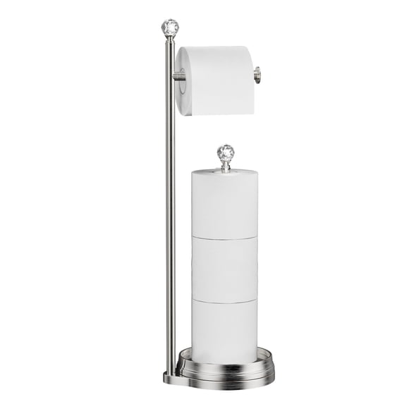 Kasunto Porte-Papier Hygiénique pour Salle de Bain, Support de Papier Hygiénique Autoportant en Métal Lourd avec Boule en Cristal, Rouleau de Papier Hygiénique