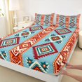 thumbnail image 4 of jejeloiu Desert Tribal King Sheets For Men Women,Diamond Pattern Bedding,Turquoise Red,4pcs,1 Flat Sheet, 1 Fitted Sheet and 2 Pillowcases, 4 of 6