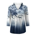 thumbnail image 3 of Homenesgenics 3/4 Sleeve T Shirts for Women Plus Size Fall Woman V Neck Three Quarter 3/4Sleeve T Shirt Printing Blouse Tops Sweatshirt, 3 of 5