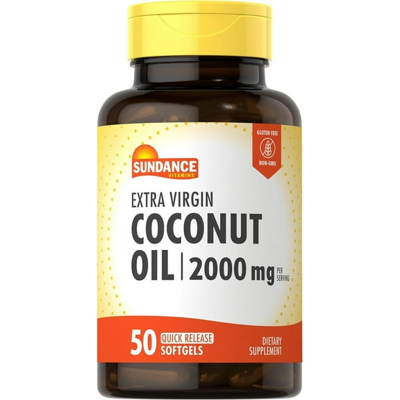 Extra Virgin Coconut Oil Softgels | 2000mg | 50 Count | Organic Dietary Supplement | by Sundance