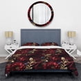thumbnail image 3 of Designart "Burgundy Floral Elegance In Majesty IV" Red Glam Bedding Covert Set - Glam Bed Set With 2 Shams, 3 of 5