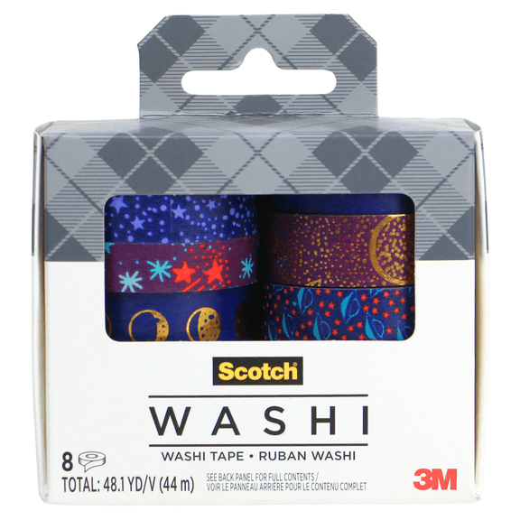 Scotch Expressions Washi Tap, 8 Rolls, Assorted Sizes, Great for Decorating and Crafts (C1017-8-P17)