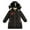 Black, variant on Byoo Toddler Girls Down Padded Coat Solid Mid Length Zip Up Hooded Jacket with Pocket Winter Warm Outerwear Kids Clothes