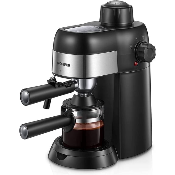 FOHERE Espresso Machine, 3.5 Bar 4 Cup Steam Espresso Machine Cappuccino Maker with Milk Frother