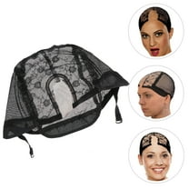 WHAMVOX U Shape Lace Wig Caps For Making Wigs And Hair Weaving Stretch Adjustable Wig For Making Wig (Black)