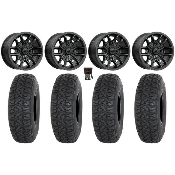 MSA Fang 15" Wheels Black 33" Chicane LT Tires Can-Am Maverick X3 / Honda Pioneer 1000 / Talon