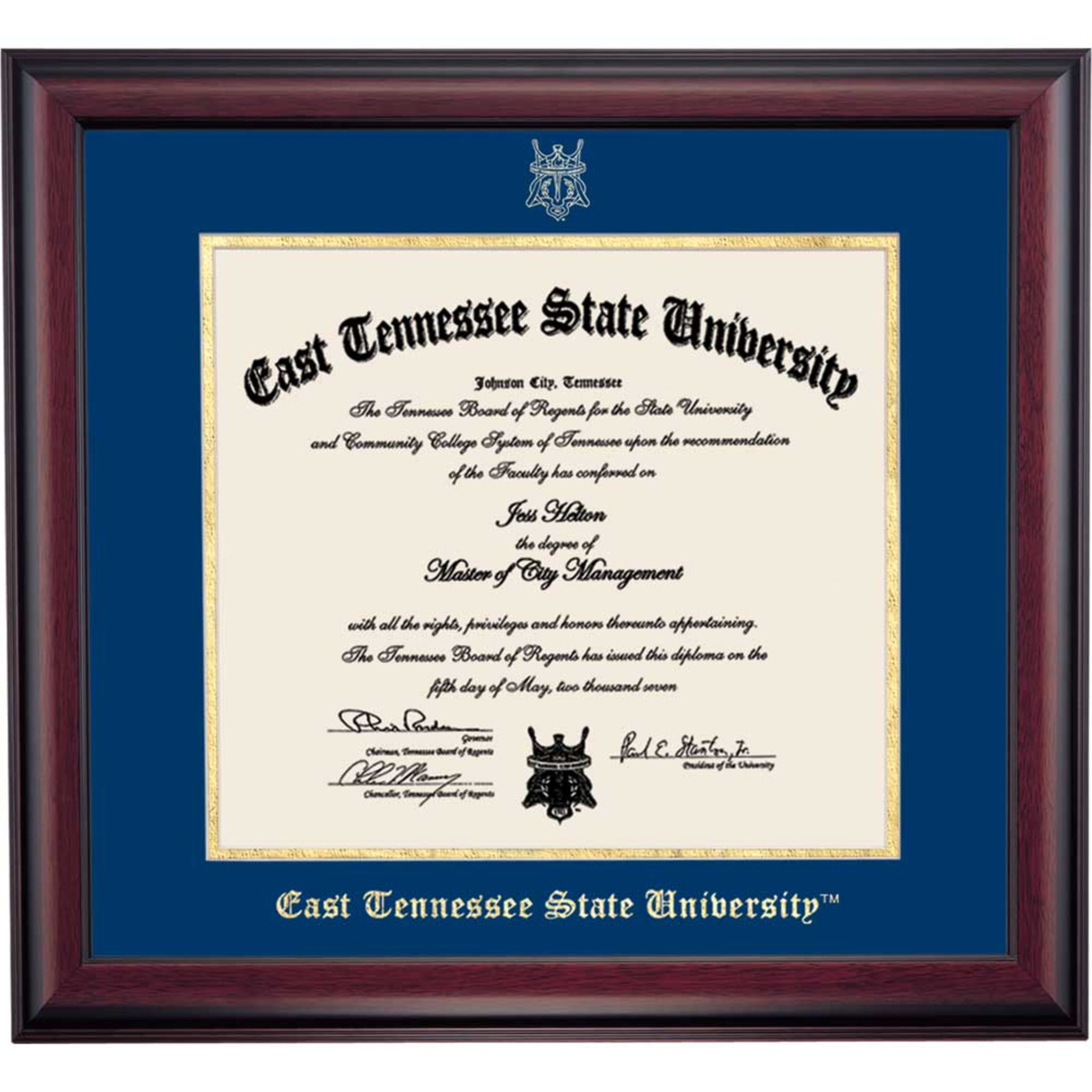 OCM Diploma Frame for East Tennessee State University, 19" x 21