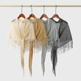 thumbnail image 6 of HuangHuanChen Shawl Wraps for Women With Fringe Triangel Tie Cape Scarf Glitter Hollow Out Soft Breathable Scarf Sheer Mesh Shawls and Wraps for Evening Dresses One Size, 6 of 7