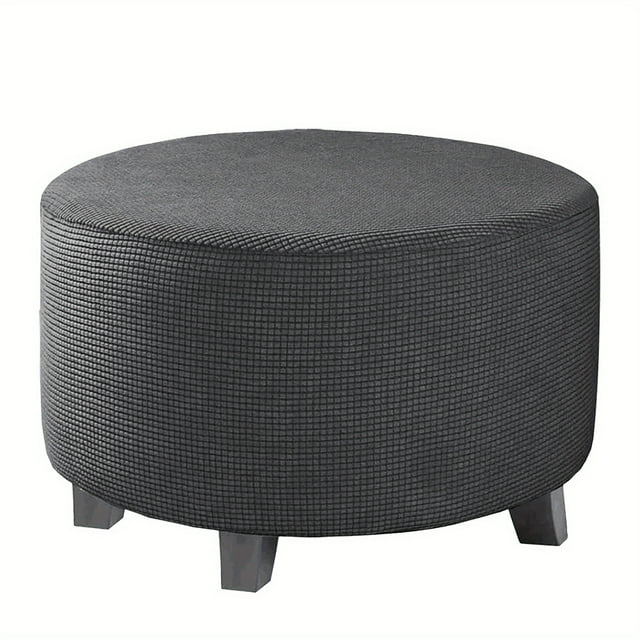 YOPTOP 1pc Contemporary Round Ottoman Footstool Cover Stretchable Polyester and Spandex Blend Machine Washable Non-Slip Grip Elastic Band Closure 180-200gsm Weight - Small Size ZZZ