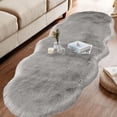 thumbnail image 5 of 55in Ultra Soft Fluffy Shaggy Area Rug Faux Fur Rug Chair Cover Seat Pad Fuzzy Area Rug for Bedroom Floor Sofa Living Room, Gray, 5 of 8