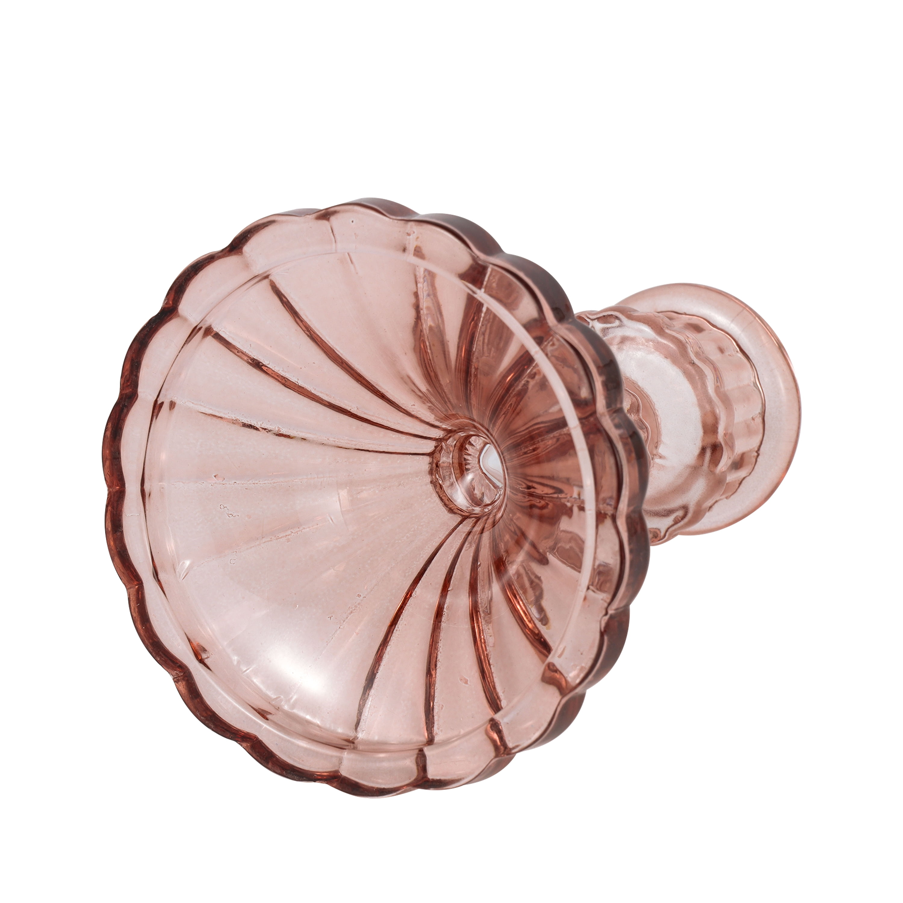 Home Decor Collection Sterling & Noble Home Pink Translucent Glass Decorative Tabletop Taper Candle Holder, Small