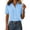 Light Blue, variant on Blouse for Women Pintuck Detail Button Down Collared Short Sleeve Rolled Cuff Shirt Lightweight Linen Blend Top for Everyday Wear