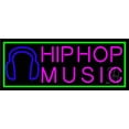 thumbnail image 1 of Hip Hop Music With Line LED Neon Sign 13" Tall x 32" Wide - inches Black Square Cut Acrylic Backing, with Dimmer - Premium built indoor Sign for Studio, Club, Home décor, Event, Workshop, Storefront., 1 of 7