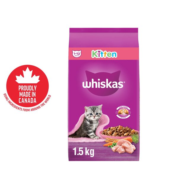 Nourriture sèche pour chatons WHISKAS avec poulet véritable, pour les chatons de 1 à 12 mois, avec protéines de haute qualité