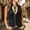 Black, variant on Wovilon Women's V-Neck Suede Vest with Button Front and Side Pockets, Slim Fit Sleeveless Casual Western Style Waistcoat for Vacation and Daily Wear