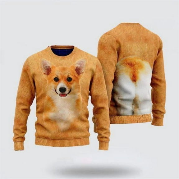 Corgi Dog Christmas Sweater 3D – Dog Lover Christmas Sweater