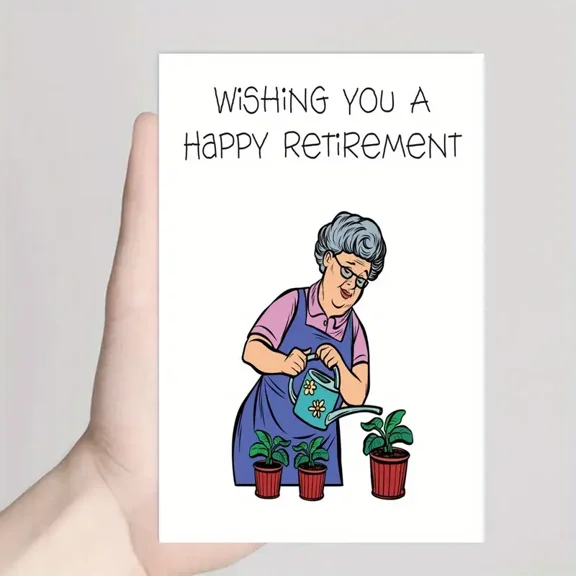 Wishing You a Happy Retirement Card – Floral Watering Can Design – Blank Inside for Personal Messages – Perfect Greeting Card for Retirement Celebrations