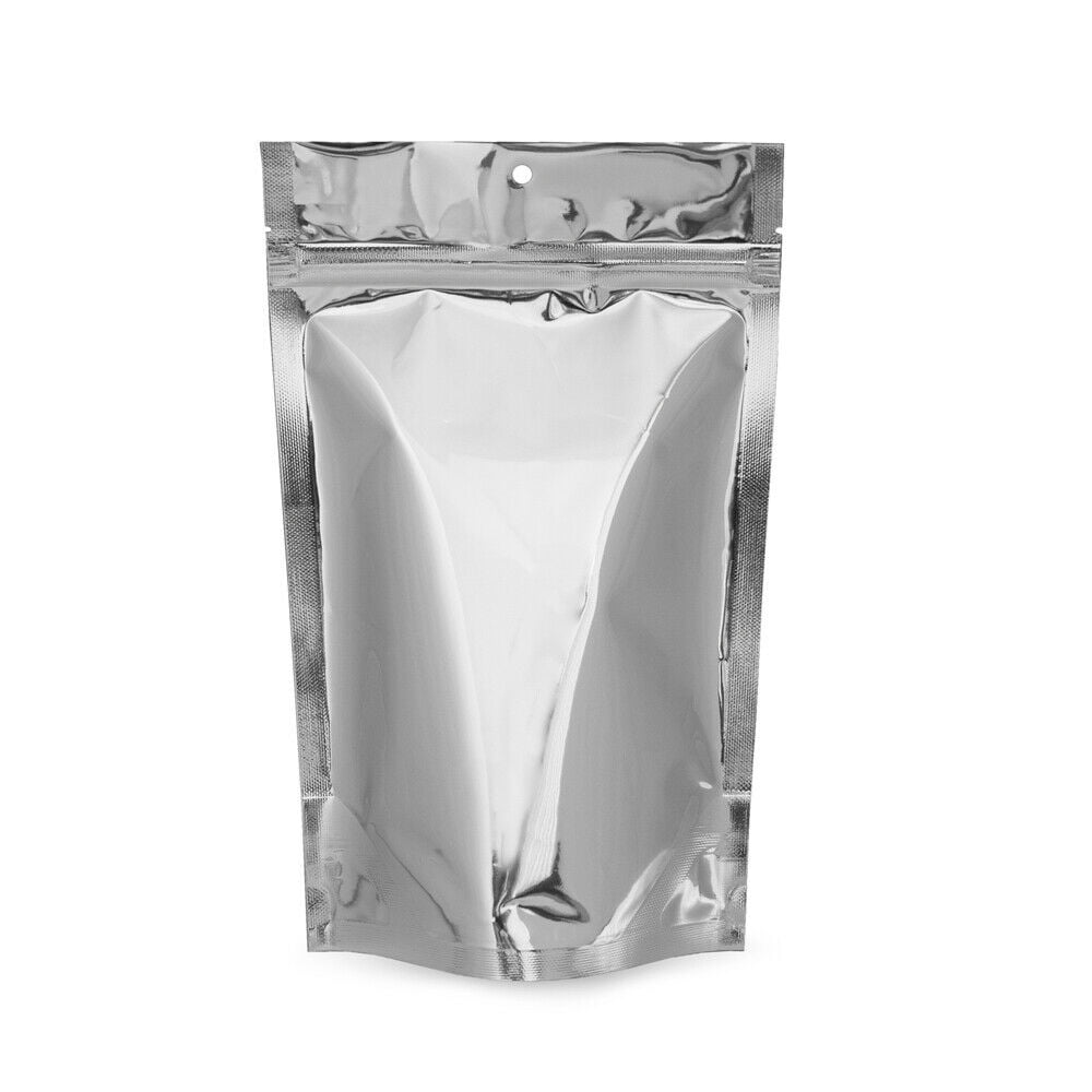 50 Pack 6"x9.5" Mylar Silver Aluminum Foil Resealable Stand Up Bags