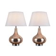 thumbnail image 3 of Aspen Creative 40032, Two Pack Set 23" High Modern Glass Table Lamp, Red Copper with Chrome Base and Hardback Empire Shaped Lamp Shade in White, 14 1/2" Wide, 3 of 3