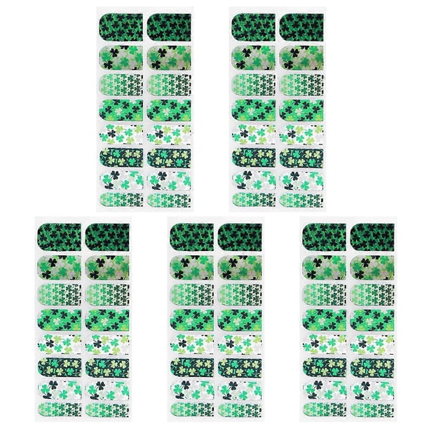 5 Sheets DIY Clover Nail Art Sticker Self-adhesive Nail Tip Decal Safe Manicure Decoration for Women Girls (1#)