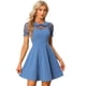 thumbnail image 1 of Vestido de Mujer Retro con Cuello Peter Pan y Mangas de Malla Allegra K Gris Azulado XL, 1 of 6
