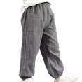 thumbnail image 2 of XinLfly Baby Kids Pants for Boys Girls Casual Soft Cotton Linen Pants with Pocket Summer Anti-Mosquito Trousers for Unisex,Gray,Gray 8-9, 2 of 6