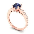 thumbnail image 2 of 1.465 ct Round Cut Simulated Blue Sapphire Solitaire with Accents Engagement Ring for Women in 18K Rose Gold, 2 of 5