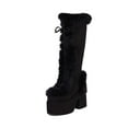 thumbnail image 4 of Mostsola Platform Snow Boots for Women Furry Cozy Knee High Boots Lace up Winter Boots, 4 of 9