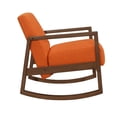 thumbnail image 2 of Benjara Clovi 32 Inch Rocker Accent Chair, Orange Fabric, Foam Cushions, Brown Wood, 2 of 5